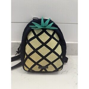 Vera Bradley Pineapple Backpack SMALL Handbag Mini Purse Navy Yellow